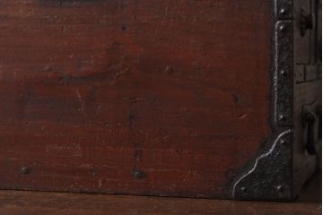 アンティーク雑貨　桐材製　明治大正期の古い金具付きアンティーク硯箱(小箱・木箱)