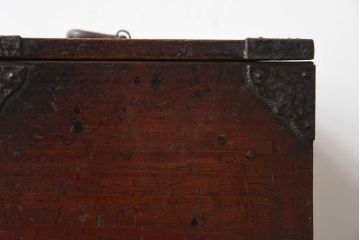 アンティーク雑貨　桐材製　明治大正期の古い金具付きアンティーク硯箱(小箱・木箱)
