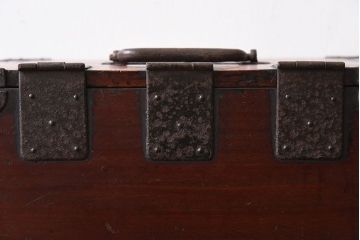 アンティーク雑貨　桐材製　明治大正期の古い金具付きアンティーク硯箱(小箱・木箱)