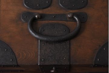 アンティーク雑貨　和製アンティーク　金具付き!古い木の印箱(小物収納箱)