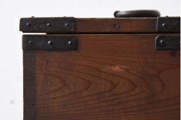 アンティーク雑貨　和製アンティーク　金具付き!古い木の印箱(小物収納箱)