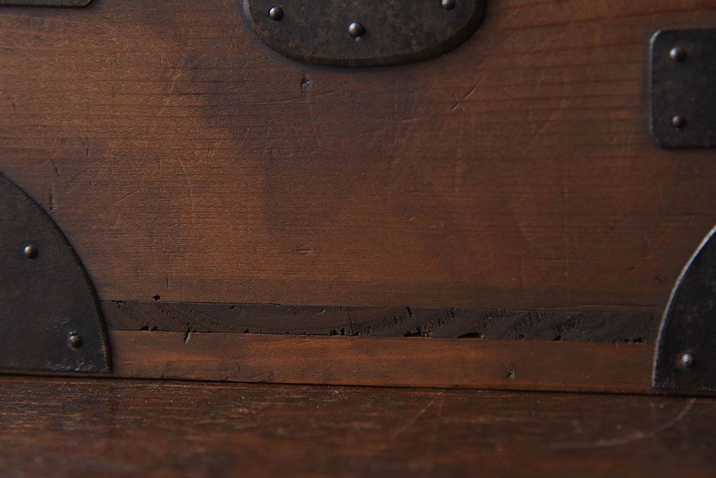 アンティーク雑貨　和製アンティーク　金具付き!古い木の印箱(小物収納箱)