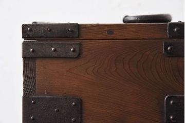 アンティーク雑貨　和製アンティーク　金具付き!古い木の印箱(小物収納箱)