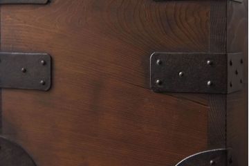 アンティーク雑貨　和製アンティーク　金具付き!古い木の印箱(小物収納箱)