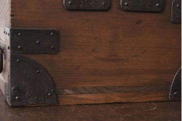 アンティーク雑貨　和製アンティーク　金具付き!古い木の印箱(小物収納箱)