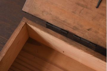 アンティーク雑貨　和製アンティーク　金具付き!古い木の印箱(小物収納箱)