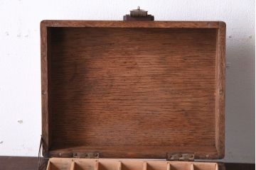 アンティーク雑貨　和製アンティーク　古い木の昭和レトロな印箱(小物収納箱)
