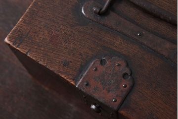 アンティーク雑貨　和製アンティーク　金具付き!古い木の印箱(小物収納箱)(2)