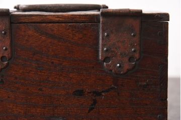 アンティーク雑貨　和製アンティーク　金具付き!古い木の印箱(小物収納箱)(2)