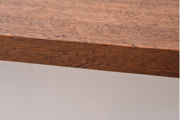 アンティーク家具　天板一枚板　ラワン材　シンプルな鉄脚テーブル
