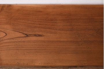 アンティーク家具　天板一枚板　欅材　シンプルな鉄脚テーブル