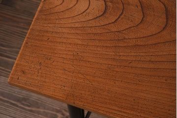 アンティーク家具　天板一枚板　欅材　シンプルな鉄脚テーブル