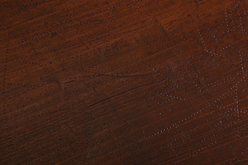 アンティーク家具　天板朴の木材　アンティーク　シンプルな鉄脚テーブル