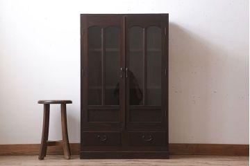 アンティーク家具　和製アンティーク　古い檜材の上品な小ぶりなブックケース(本棚)