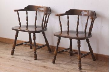 中古　キツツキ　飛騨産業　穂高　アームチェア(キャプテンチェア)2脚セット