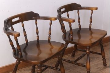 中古　キツツキ　飛騨産業　穂高　アームチェア(キャプテンチェア)2脚セット