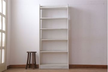 アンティーク家具　アンティークペイント　ホワイトカラーの古い本棚