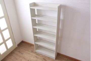 アンティーク家具　アンティークペイント　ホワイトカラーの古い本棚