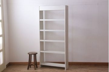 アンティーク家具　アンティークペイント　ホワイトカラーの古い本棚
