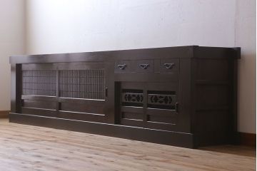 アンティーク家具　特大サイズ!アンティーク九尺水屋箪笥ローボード(テレビ台、キャビネット、収納棚)