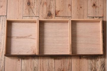 レトロ家具　昭和レトロ　古いナラ材製のアンティーク3杯小引き出し(2)