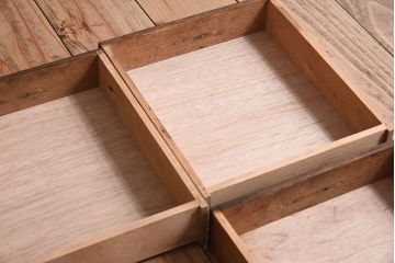 レトロ家具　昭和レトロ　古いナラ材製のアンティーク3杯小引き出し(2)