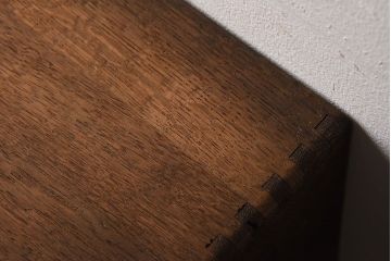 レトロ家具　昭和レトロ　古いナラ材製のアンティーク3杯小引き出し(2)