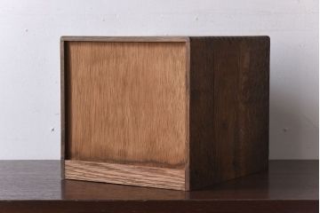 レトロ家具　昭和レトロ　古いナラ材製のアンティーク3杯小引き出し(2)