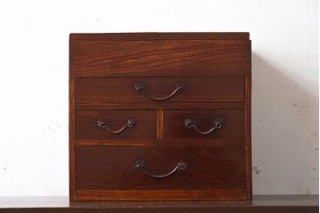 アンティーク雑貨　総欅材製!レトロなアンティーク裁縫箱(小引き出し)(3)