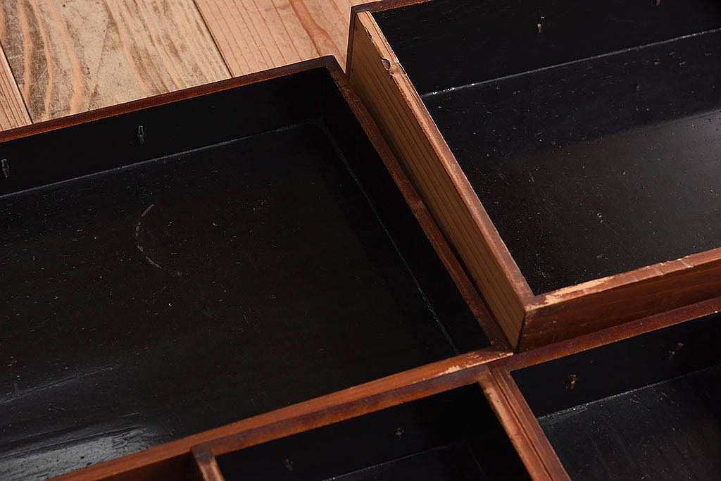 アンティーク雑貨　総欅材製!レトロなアンティーク裁縫箱(小引き出し)(3)