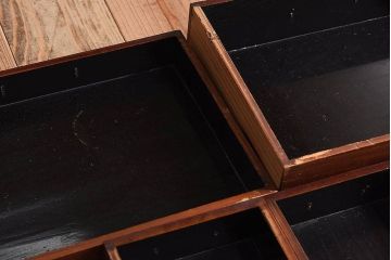 アンティーク雑貨　総欅材製!レトロなアンティーク裁縫箱(小引き出し)(3)