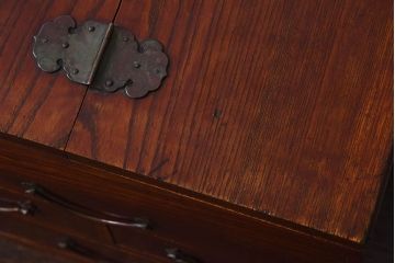 アンティーク雑貨　総欅材製!レトロなアンティーク裁縫箱(小引き出し)(3)