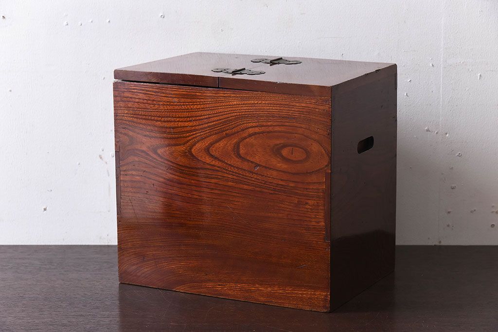 アンティーク雑貨　総欅材製!レトロなアンティーク裁縫箱(小引き出し)(3)