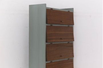 アンティーク家具　パタパタ戸棚付き!大きなペイント本棚(3)