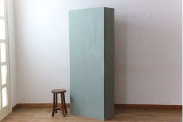 アンティーク家具　パタパタ戸棚付き!大きなペイント本棚(3)