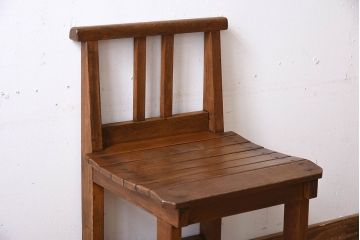 レトロ家具　昭和レトロ　古いナラ材製の小さなアンティークチェア