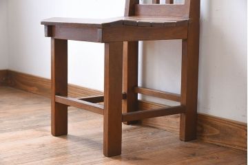レトロ家具　昭和レトロ　古いナラ材製の小さなアンティークチェア