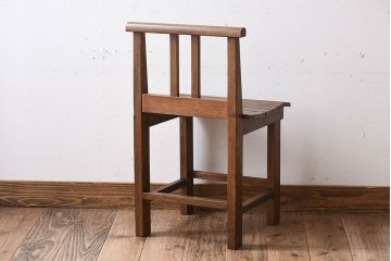 レトロ家具　昭和レトロ　古いナラ材製の小さなアンティークチェア