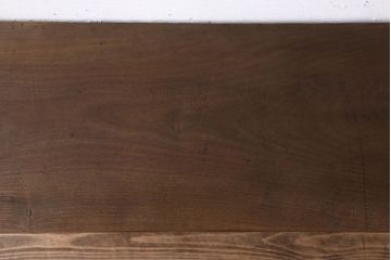 アンティーク家具　天板一枚板　朴の木　シンプルな鉄脚ベンチ