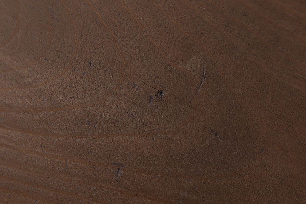 アンティーク家具　天板一枚板　朴の木　シンプルな鉄脚ベンチ