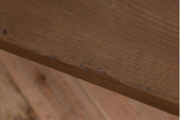 アンティーク家具　天板一枚板　朴の木　シンプルな鉄脚ベンチ