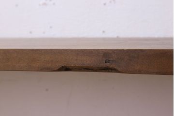 アンティーク家具　天板一枚板　朴の木　シンプルな鉄脚ベンチ