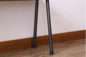 アンティーク家具　天板一枚板　朴の木　シンプルな鉄脚ベンチ