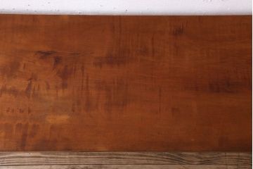 アンティーク家具　天板一枚板　栃の木　シンプルな鉄脚ベンチ