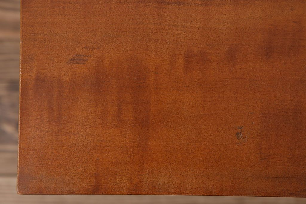 アンティーク家具　天板一枚板　栃の木　シンプルな鉄脚ベンチ