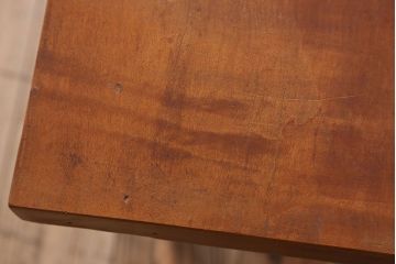 アンティーク家具　天板一枚板　栃の木　シンプルな鉄脚ベンチ