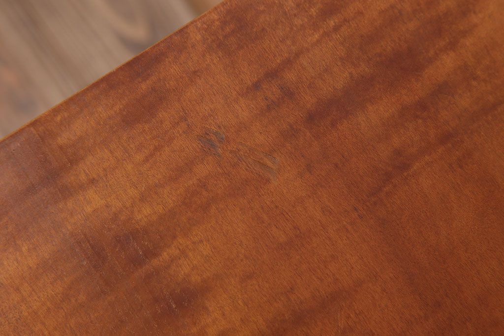 アンティーク家具　天板一枚板　栃の木　シンプルな鉄脚ベンチ