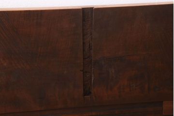 アンティーク家具　天板一枚板　栃の木　シンプルな鉄脚ベンチ