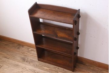 レトロ家具　栓材製　古い木のレトロな楔(くさび)式本棚(ディスプレイラック)