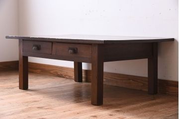 レトロ家具　古い栓材製のレトロなアンティーク文机